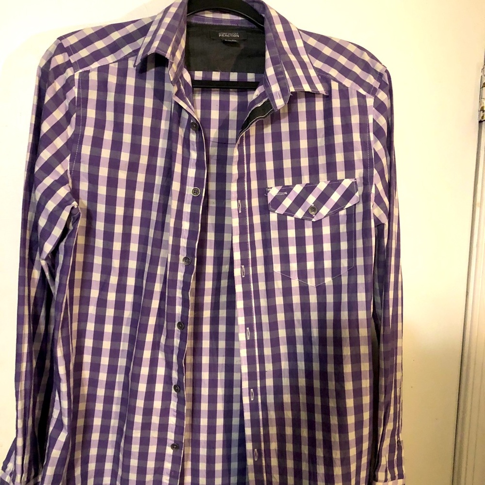 Men’s Kenneth Cole Purple Check Button Down.
